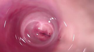 Camera deep inside Mia’s creamy pussy, teen Cervix close up